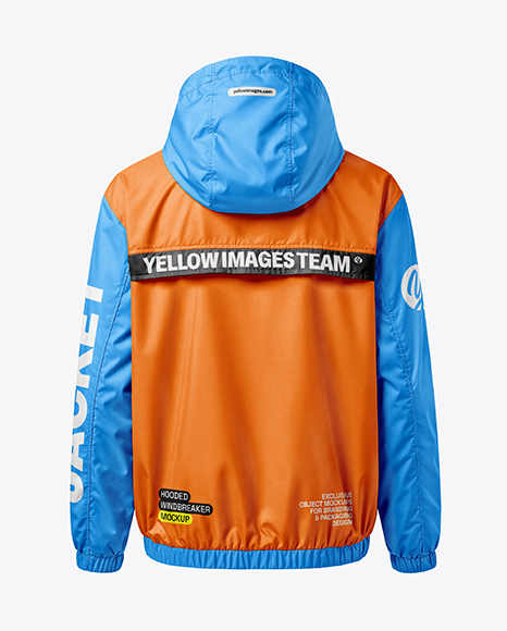 Hooded Windbreaker Jacket Mockup - Back View