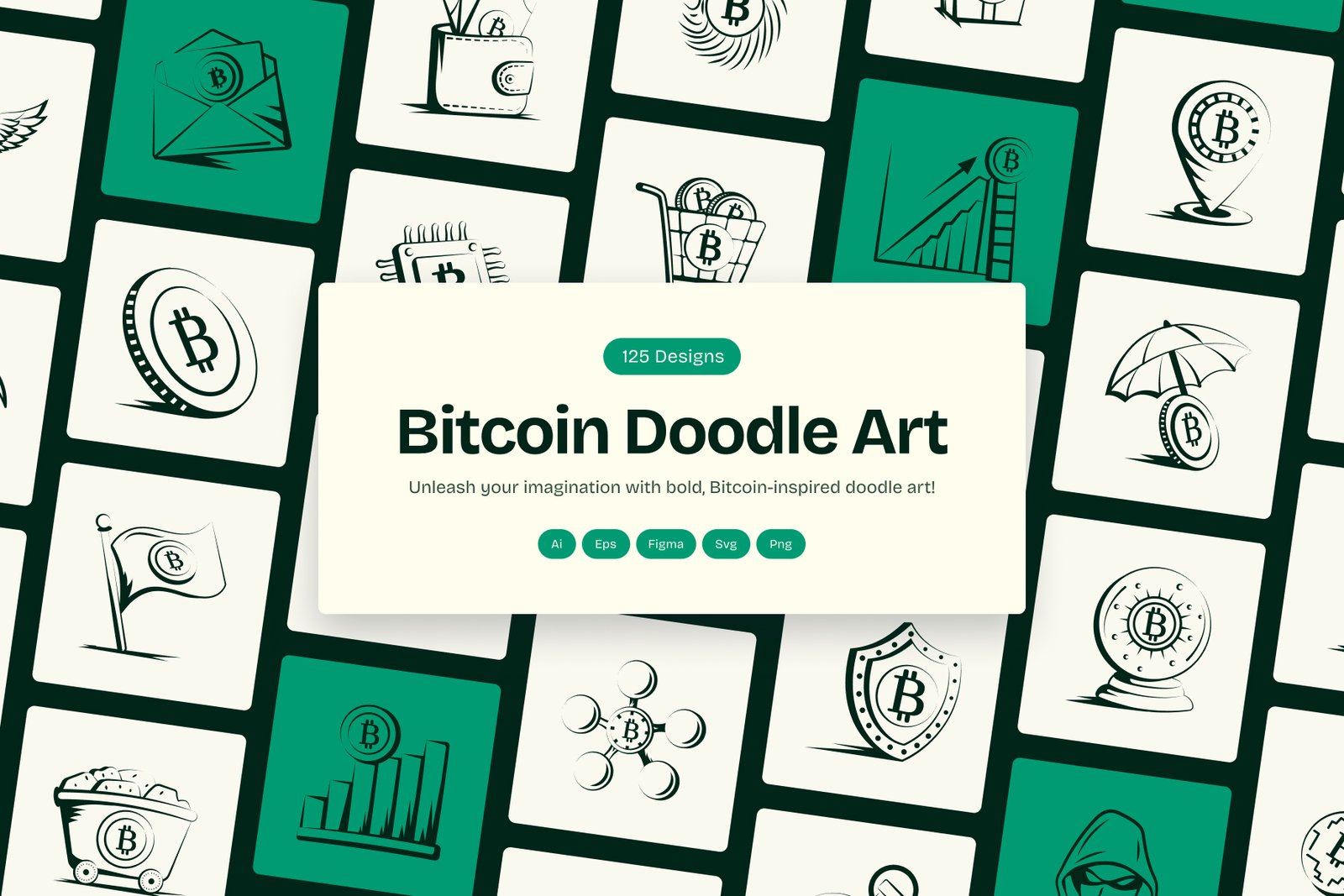 Bitcoin Trading Doodle Art Set