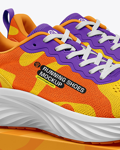 Running Shoes on Shoe Box Mockup
