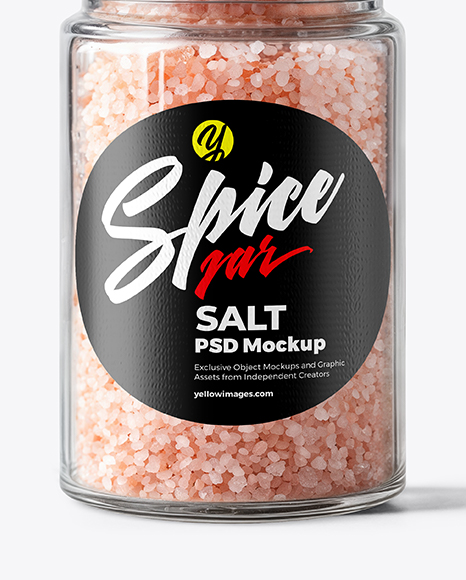 Clear Glass Jar with Pink Salt Mockup