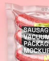 Transparent Clear Plastic Flow-Pack with Sausages Mockup