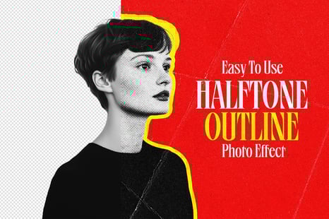 Halftone Outline Photo Effect - Retro overlay