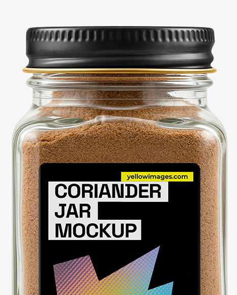 Square Glass Jar with Grounded Coriander Mockup