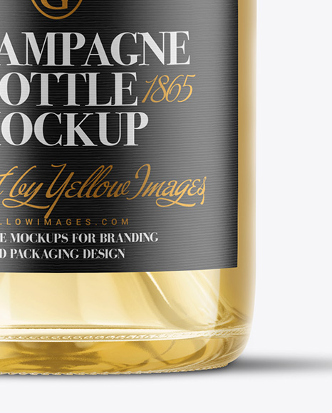 Clear Glass White Champagne Bottle Mockup