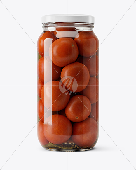 Glass Jar with Pickled Tomatoes Mockup