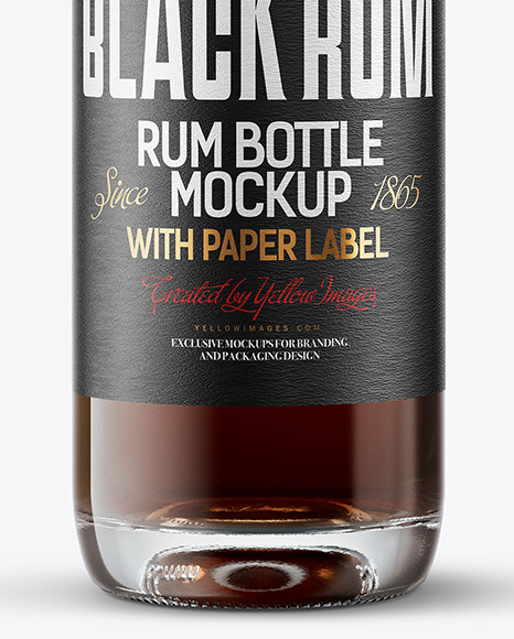 Black Rum Bottle with Cork Mockup
