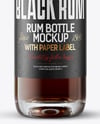 Black Rum Bottle with Cork Mockup