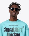 Black Man with Dreadlocks Wearing Sweatshirt and Shorts Mockup