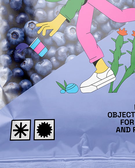 Plastic Bag With Blueberries Mockup