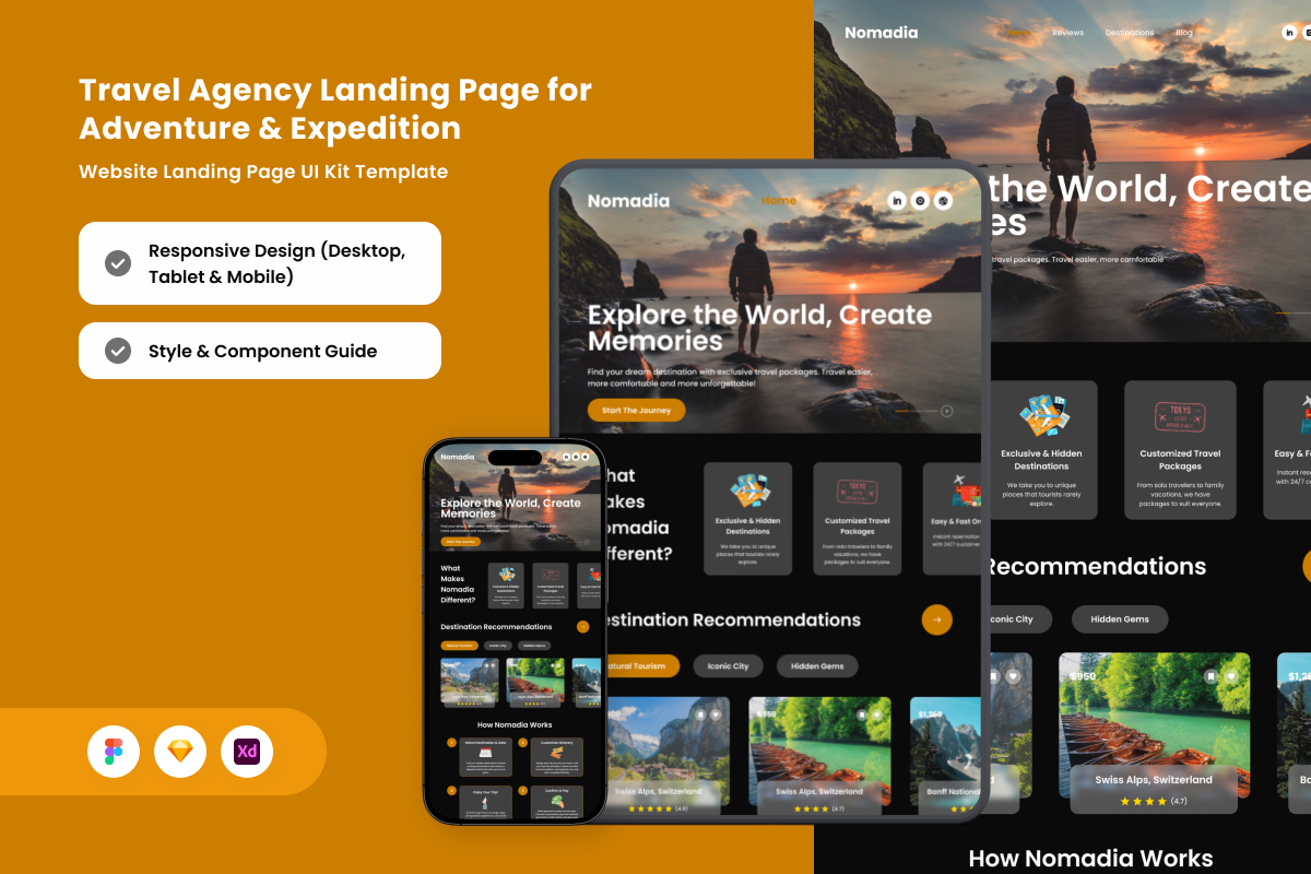 Nomadia - Outdoor Adventure Travel Landing Page