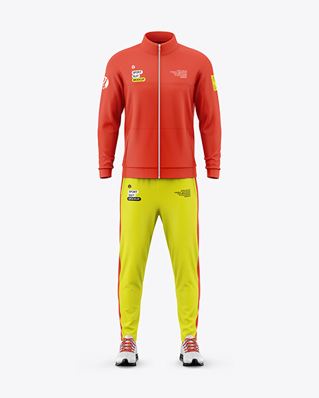 Men's Sport Suit Mockup - Front View - Black tracksuit mockup