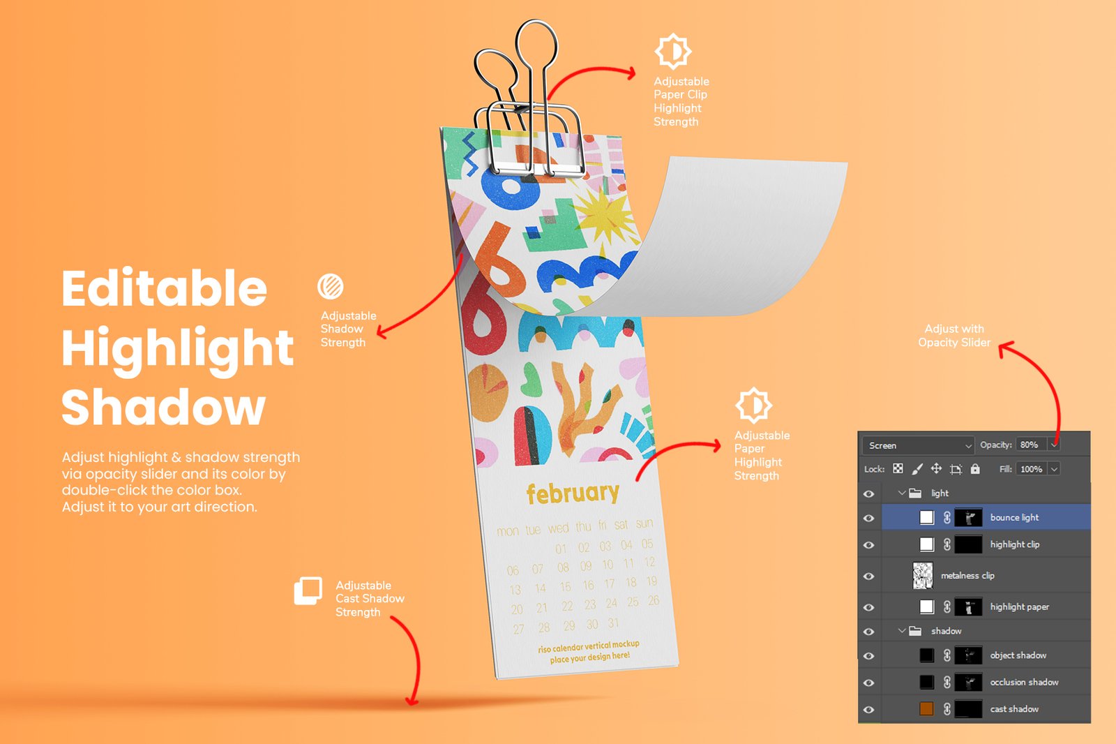 Risograph Print Paper Calendar PSD Mockup Pack