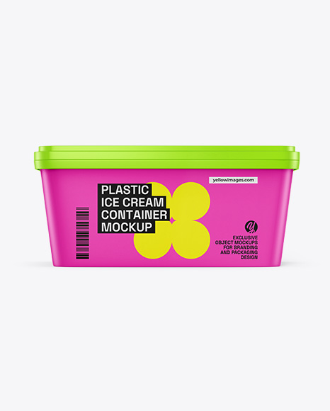 Matte Plastic Ice Cream Container Mockup – Front View - Ice cream mockup