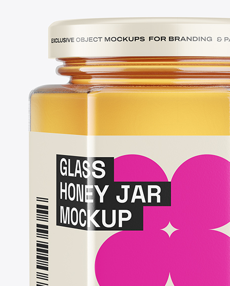 Hexagon Glass Honey Jar Mockup