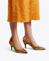 Pair of Pumps on Woman's Legs with Dress Mockup