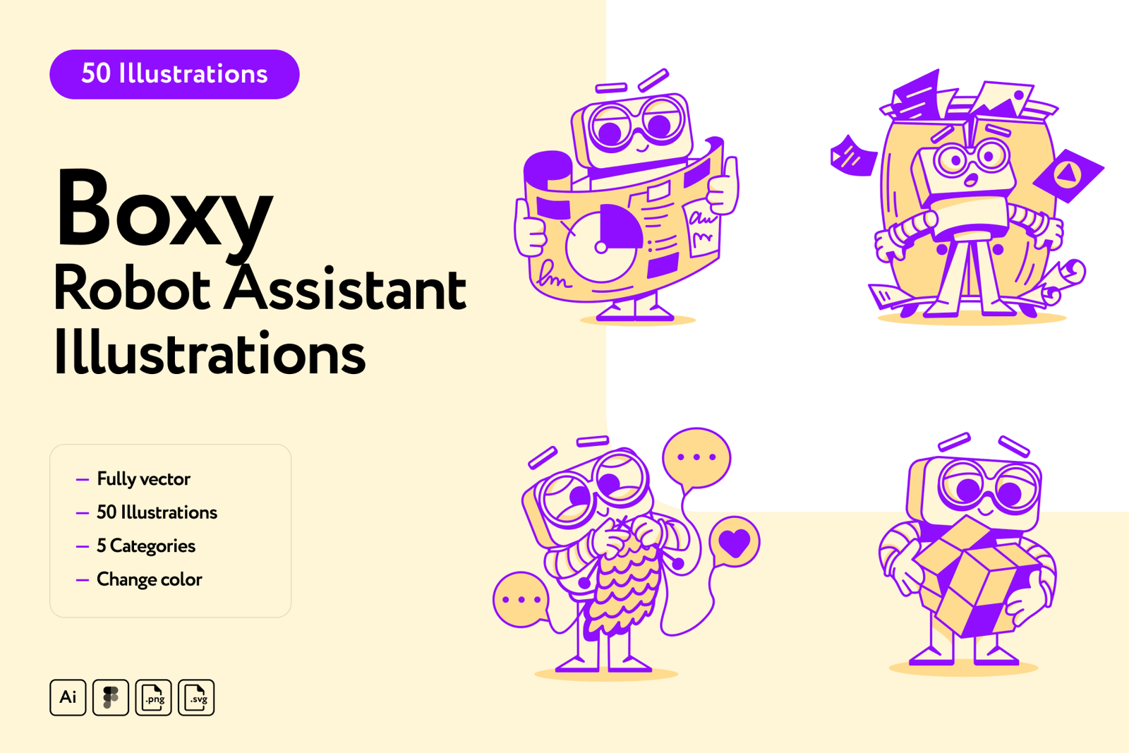 Boxy Robos Assistant Illustrations