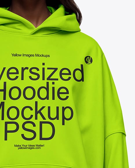 Black Woman Wearing Oversize Hoodie and Cycling Shorts Mockup