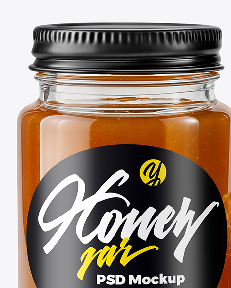 Glass Jar with Manuka Honey and Honeycombs Mockup