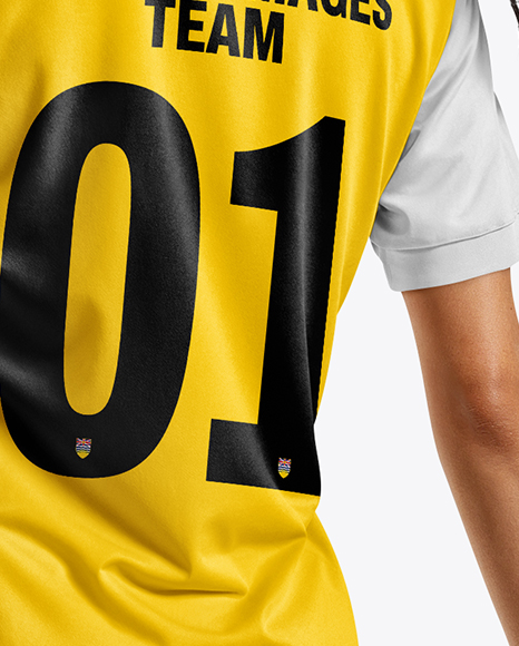 Female Soccer Player Wearing Jersey and Shorts Mockup