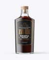 Black Rum Glass Bottle with Wooden Cap Mockup