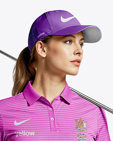 Woman Wearing Golf Shirt and Skirt Mockup