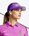 Woman Wearing Golf Shirt and Skirt Mockup