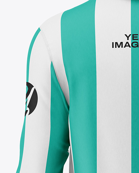 Men's Long Sleeve Polo Shirt Mockup - Back View