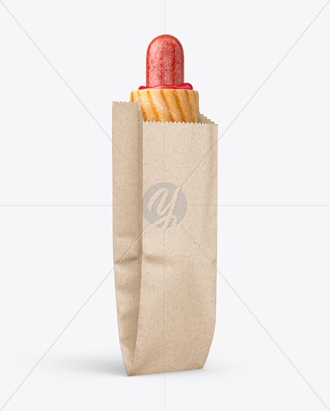 Kraft Paper Bag with Hot Dog Mockup
