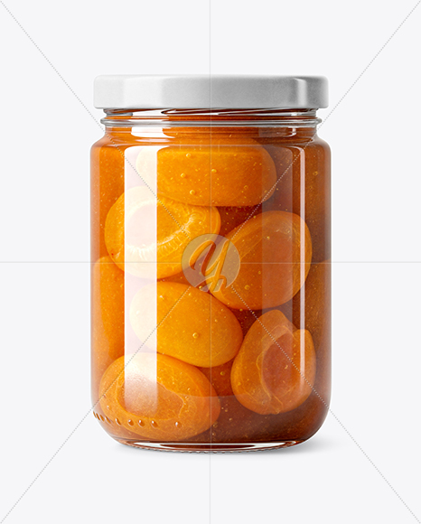 Glass Jar with Apricot Preserves Mockup