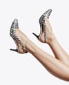 Pair of Slingbacks on Woman's Legs Mockup