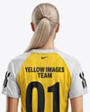 Woman Wearing Raglan Soccer Jersey and Shorts Mockup