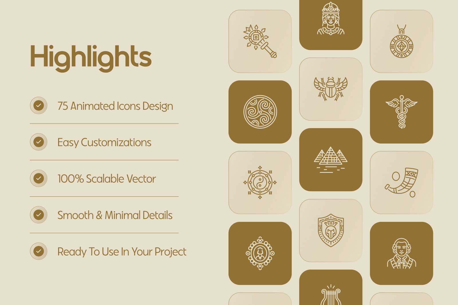 Animated Historical Icons Set