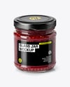 Clear Glass Jar with Raspberry Jam Mockup