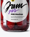 Clear Glass Jar with Mixed Berries Preserves Mockup