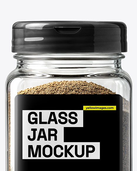 Square Spice Jar with Grounded Black Pepper Mockup