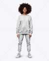 Black Woman Wearing an Oversize Sweatshirt and Jeans Mockup