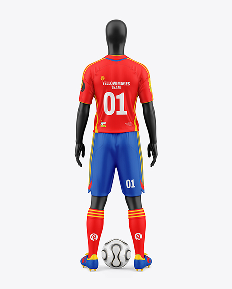 Full Soccer Kit w/ Mannequin Mockup - Back View