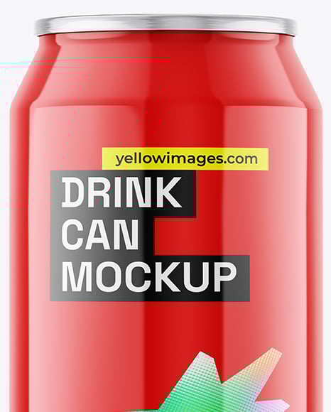 500ml Glossy Drink Can with Drops Mockup