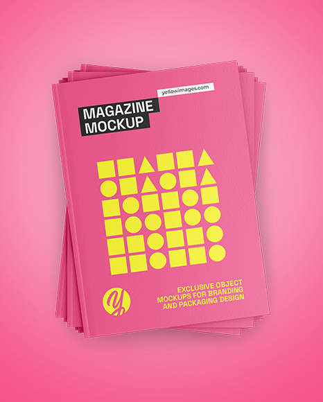 Seven Magazines Mockup - Top View