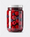 Glass Jar with Mixed Berries Preserves Mockup