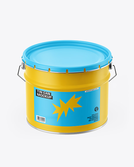 Matte Tin Can w Metallic Handle Mockup - Product package mockup