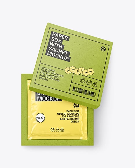Kraft Box with Sachet Mockup - Medicine box mockup