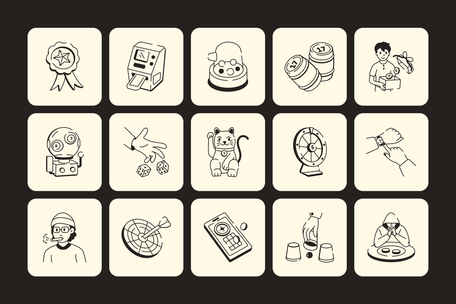 Lotto Game Doodle Icon Set