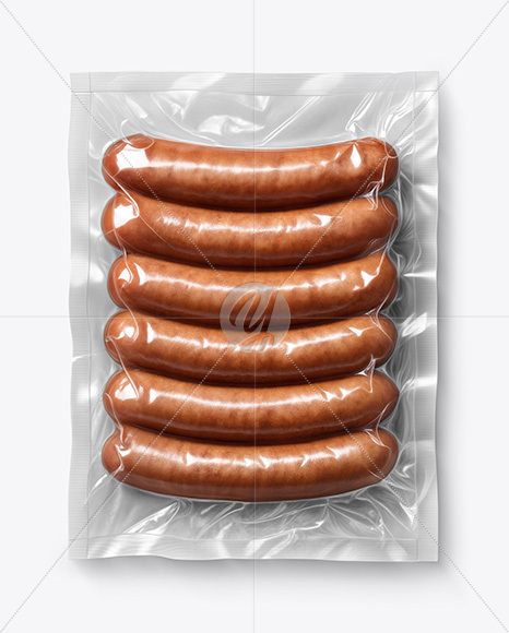 Clear Plastic Flow-Pack with Sausages Mockup