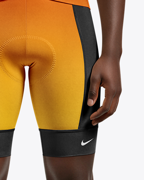Afro-American Man Wearing Cycling Jersey and Bib Shorts Mockup