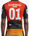 Afro-American Man Wearing Cycling Jersey and Bib Shorts Mockup