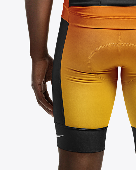 Afro-American Man Wearing Cycling Jersey and Bib Shorts Mockup