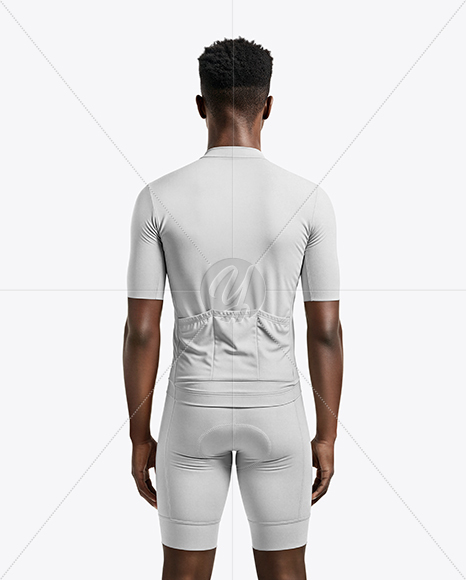 Afro-American Man Wearing Cycling Jersey and Bib Shorts Mockup