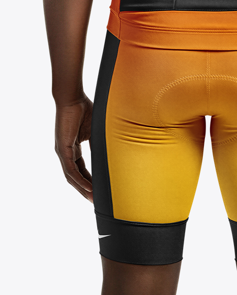 Afro-American Man Wearing Cycling Jersey and Bib Shorts Mockup
