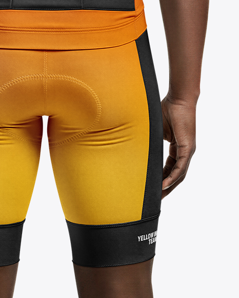 Afro-American Man Wearing Cycling Jersey and Bib Shorts Mockup